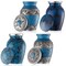 Small Keepsake Cremation Urns for Human Ashes, Set of 4 Blue and Silver w Case